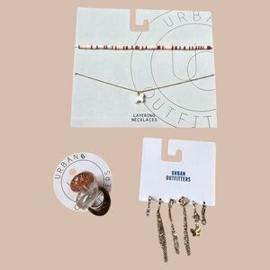 NWT Urban Outfitters Women's Lots of 3 Necklace, Rings, Earrings Jewelry